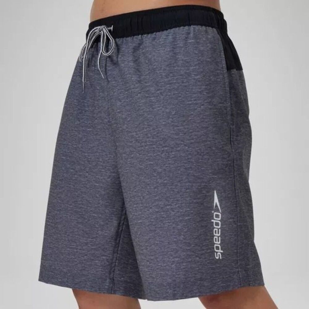 Speedo Men's 9" Solid Swim Shorts - Heathered Gray - SMALL - NEW